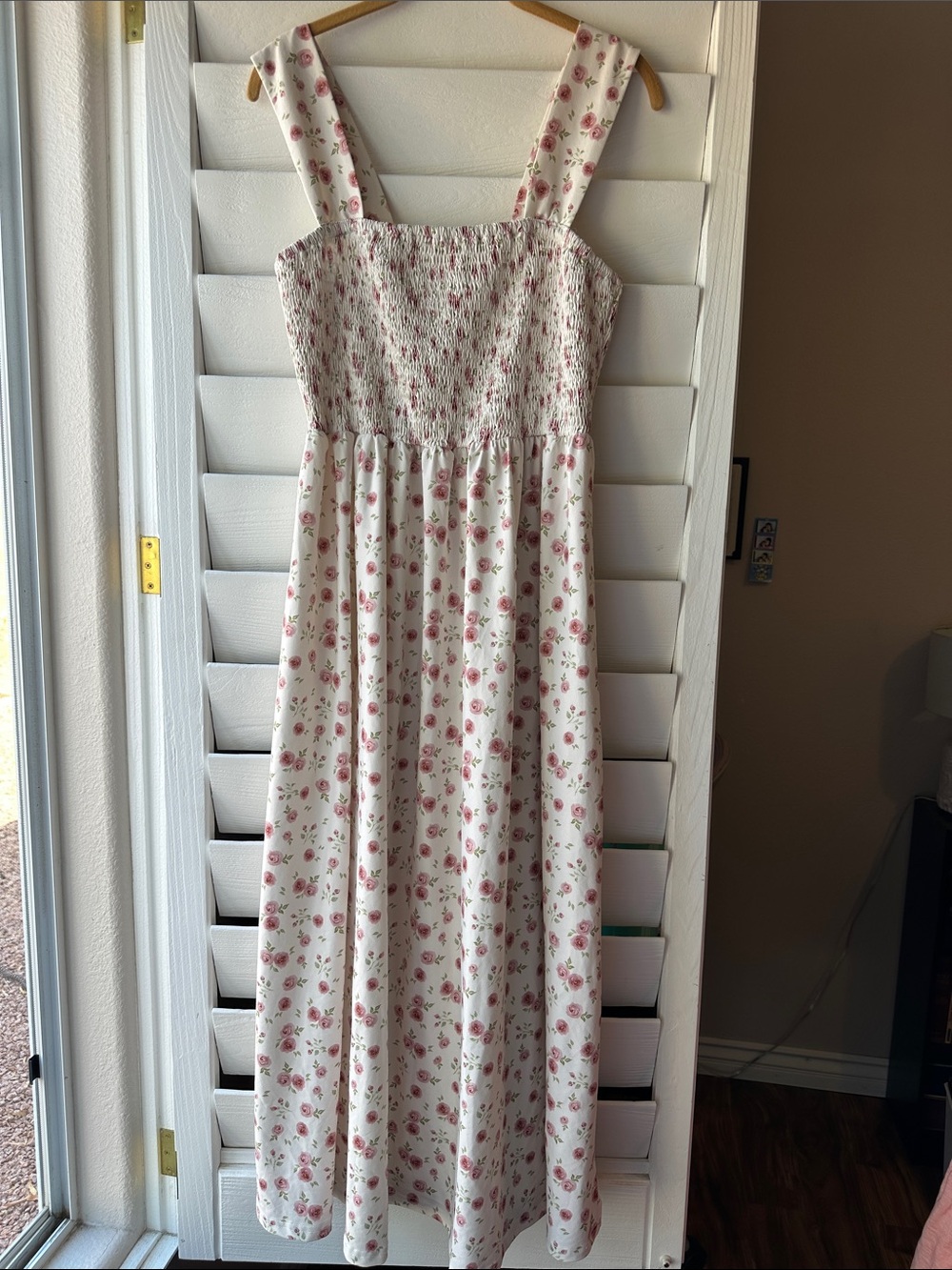 Cider Floral Smocked Maxi Vintage Boho Cottagecore Dress Large